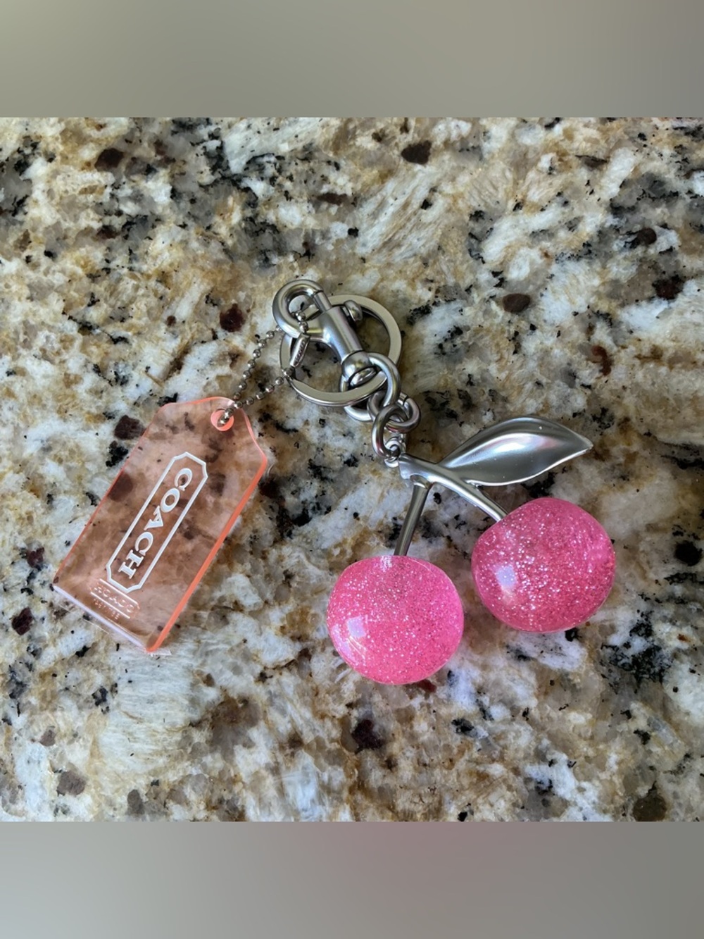 Coach Rare Pink Clear Hangtag with Unbranded Cherries
